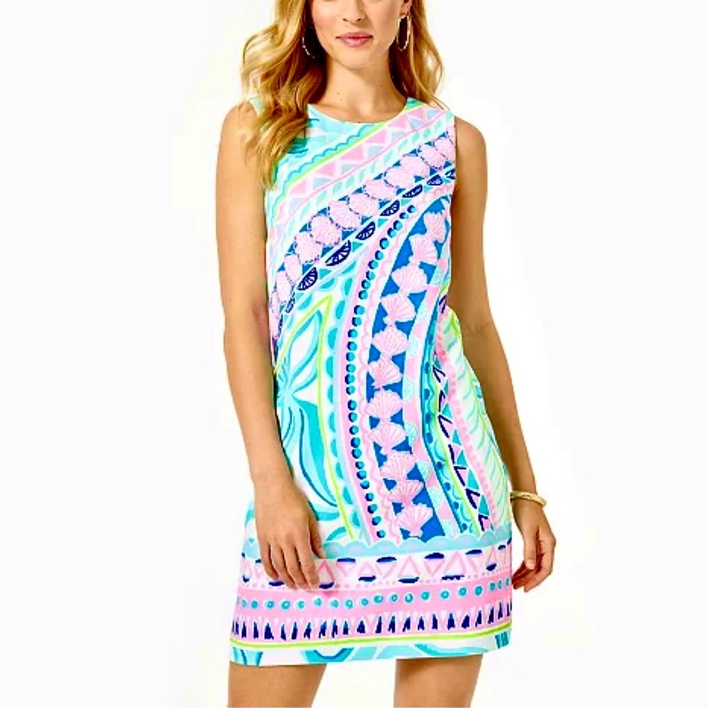 Lilly Pulitzer Turquoise, Pink & Navy Printed Mini Dress